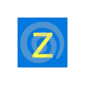 Letter Z in blue color box