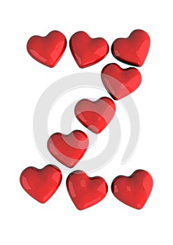 Letter Z with cartoon heart, isolated on white