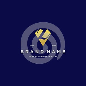 Letter Z diamond gold logo design