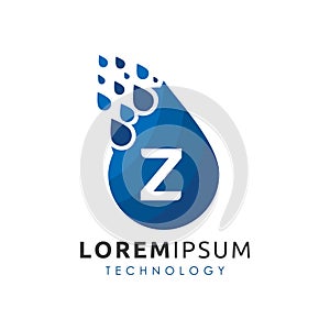 Letter Z Drop Water Logo Vector.