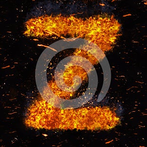 Letter Z flame explosion shape with embers and sparks