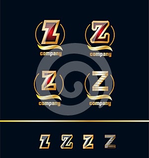 Letter Z gold golden logo icon set