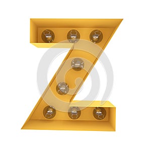 Letter Z light sign yellow vintage. 3D rendering