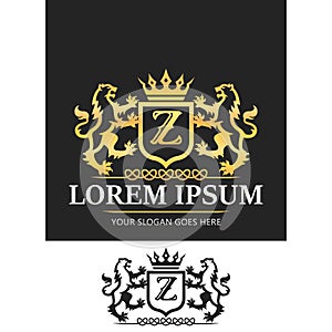 Letter Z Lion Logo Luxury Heraldic emblem