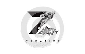 Letter Z Logo Design Icon with Artistic Grunge Texture In Black and White