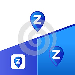 Letter Z With Map Pointer icon or logo design template elements