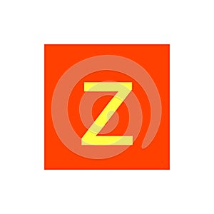 Letter Z in orange color box