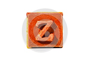 Letter Z. Rubber stamp with wooden handle. Entire alphabet available