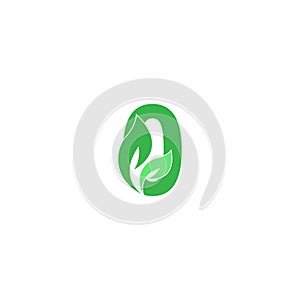 Letter zero logo leaf icon design concept