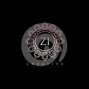 Letter ZI Elegant initial logo Lotus vector