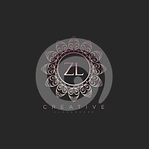 Letter ZL Elegant initial logo Lotus vector