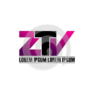 Letter ZTV simple monogram logo icon design.