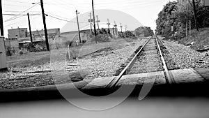 Letterbox railroad photo in black and white
