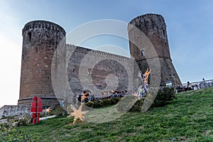 Lettere, Naples, Italy, December 2019: The Medieval Castle of Lettere during the Christmas time