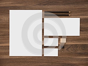 Letterhead, envelope and blank business cards on