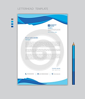 Letterhead template design minimalist Style vector, letterhead design mockup, Blue letterhead, business advertisement