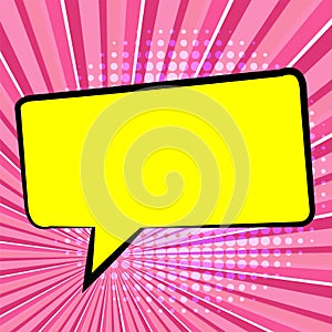 Comic text speech bubble pop art style. Cloud talk speech bubble geometric background.