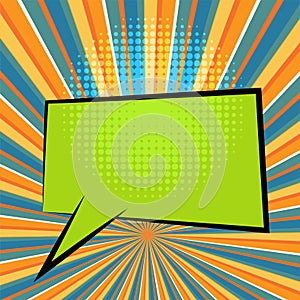 Comic text speech bubble pop art style. Cloud talk speech bubble geometric background.