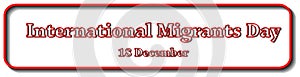 Lettering banner International Migrants Day global migration concept illustration 18 december