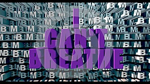 Lettering in big Violet letters I CAN`T BREATHE on a white letters BLM background 3d rendering