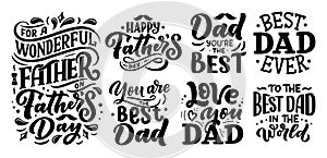 Lettering for Father`s day greeting card, great design for any purposes. Typography poster. Vector illustration