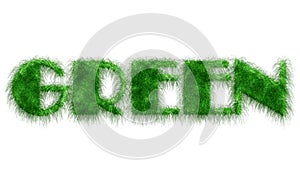 Lettering Green - word in green letters made of grass - isolated on white background