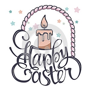 Lettering Happy Easter. Greeting Easter inscription for cards, posters, invitations, congratulations.