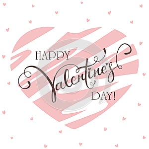 Lettering Happy Valentines Day on Pink Heart