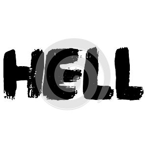 Lettering hell. Ink brush calligraphy word hell. Handwritting phrase hell photo