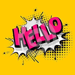 Lettering hello, positive label balloon