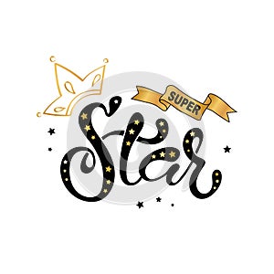 lettering illustration of `Super Star` text