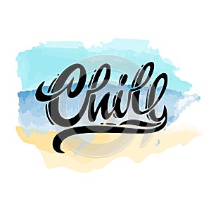 Lettering logo Chill, Hand sketched card