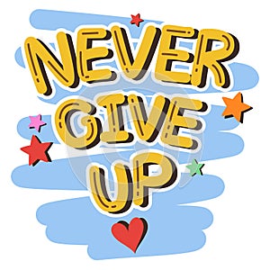 Lettering Never Give Up clipart