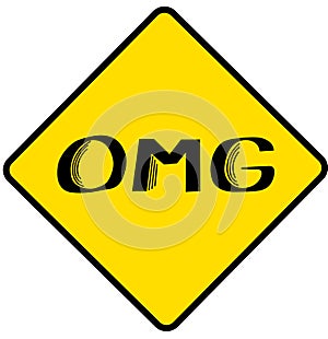 Lettering `OMG` in yellow background photo