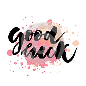 Lettering with phrase Good luck. Vector illustration. watercolor photo