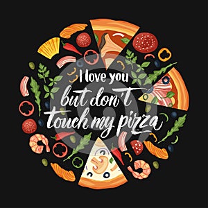 Lettering pizza vector illustration.