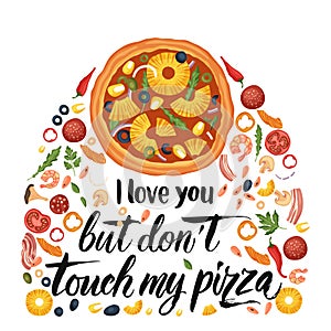 Lettering pizza vector illustration.