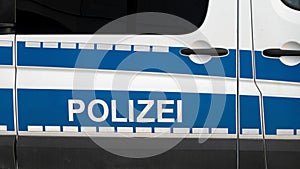 Lettering Polizei on blue