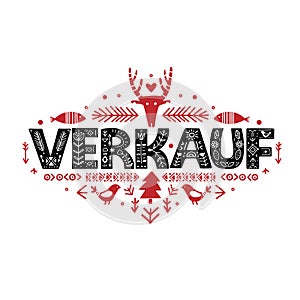 Lettering poster Verkauf in ethnic folk style.