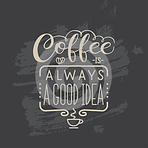 Lettering quote Coffee is always a good idea