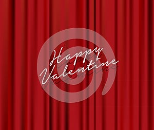 Lettering quote `Happy Valentine ` on abstract red theater background