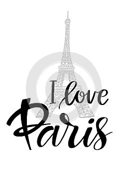 Lettering Quote Paris. Eiffel Tower sign