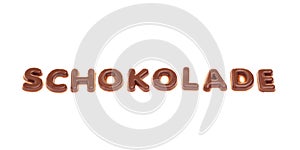Lettering `Schokolade` with chocolate letters photo