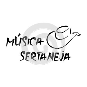 Lettering Sertanejo music in Portuguese and traditional brazilian shepherd`s hat photo