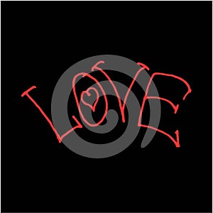 Lettering simple vector word `Love`