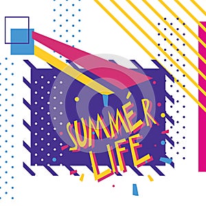 Lettering summer life. Abstract vector, hand drawing illustratio