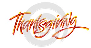 Lettering Thanksgiving Paint Texture Hand Drawn Illustration Isolated on White Background. Vector illustration