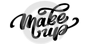 Lettering the word Makeup on a white background