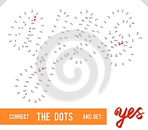 Lettering Word Yes by dot to dot for children and adults