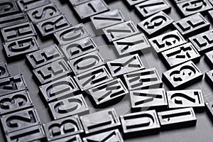 Letterpress alphabet and numbers background